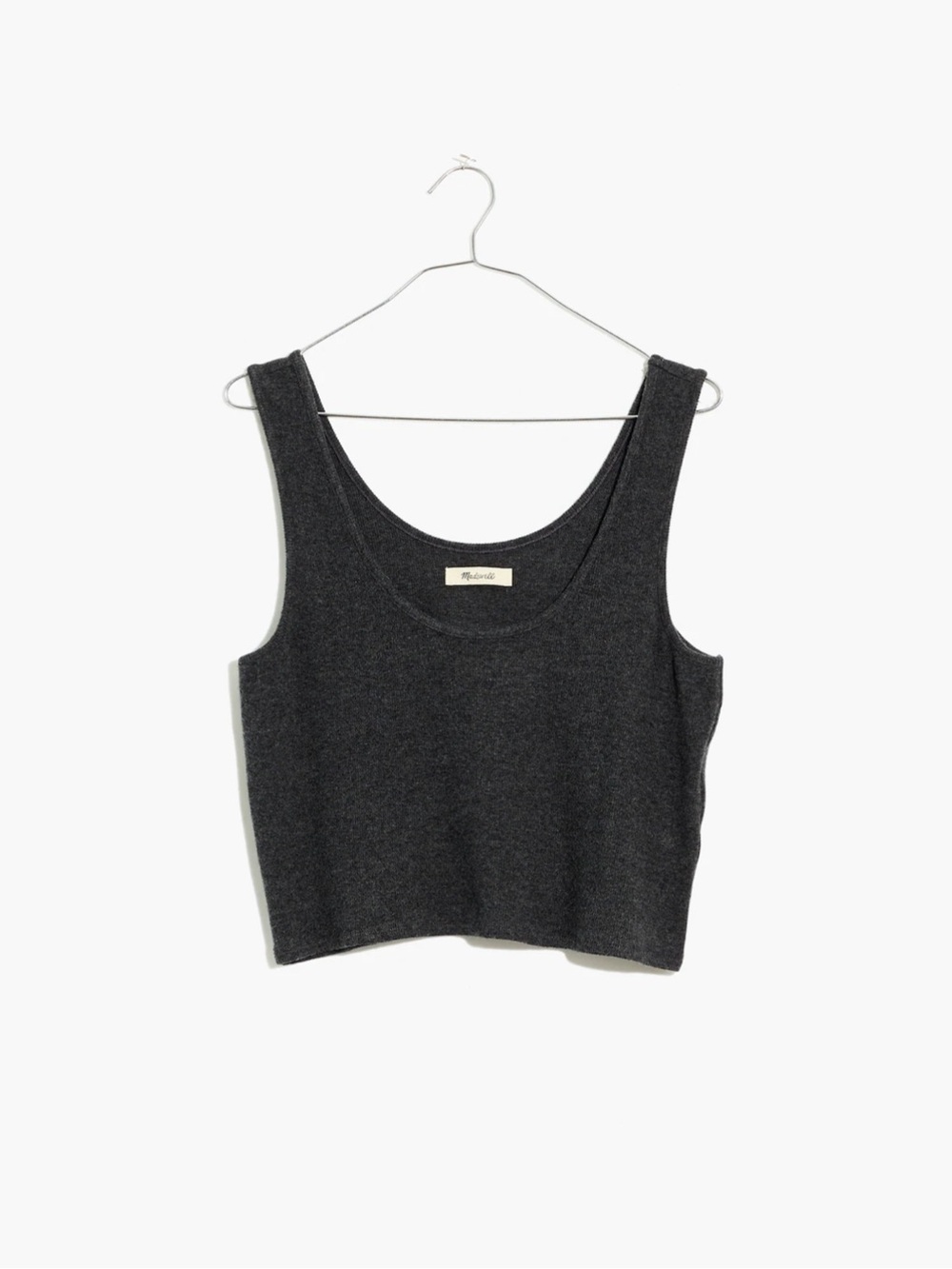 Madewell Charcoal Brushed Rib Tank Crop Top